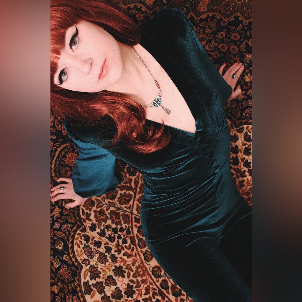 Scorpio Rising Suspiria Emerald Green Velvet Wide Leg Jumpsuit
